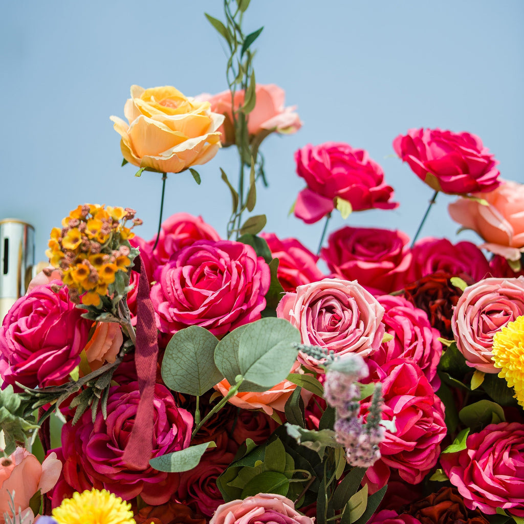 *USA ONLY*Vibrant Multicolored Artificial Flower Wall - The Epitome of Bold and Festive Style for Weddings and Events-VF-806-U