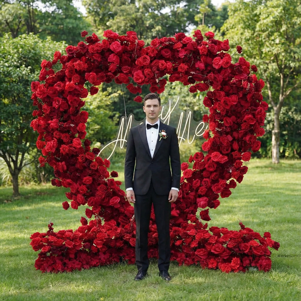 *USA ONLY*ValarFlowers Red Rose Heart - Shaped Floral Backdrop: A Romantic Proposal & Event Centerpiece-HA-405-U