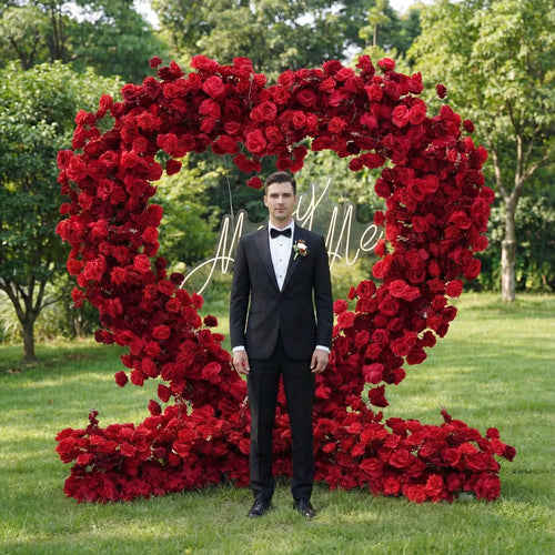 *USA ONLY*ValarFlowers Red Rose Heart - Shaped Floral Backdrop: A Romantic Proposal & Event Centerpiece-HA-405-U