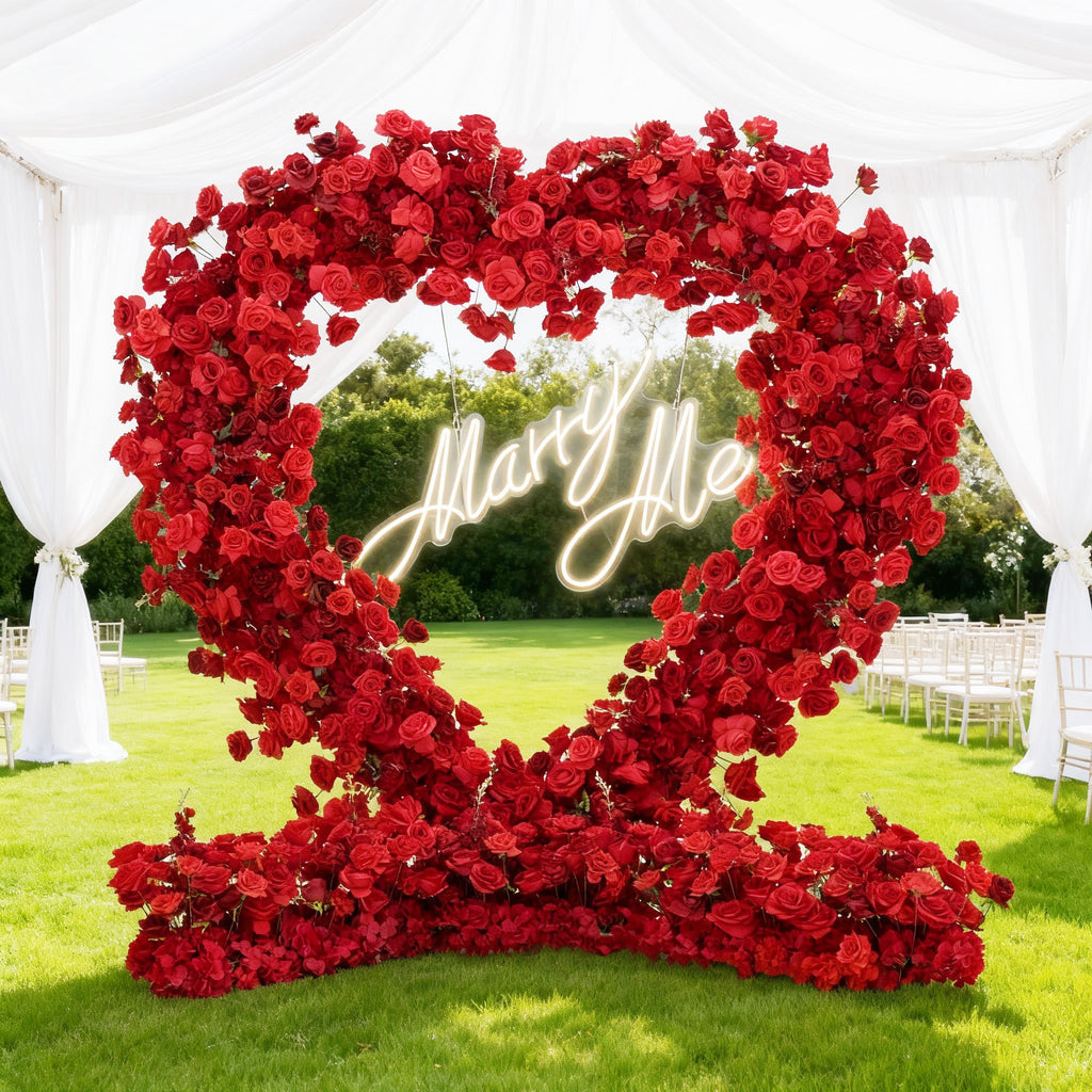 *USA ONLY*ValarFlowers Red Rose Heart - Shaped Floral Backdrop: A Romantic Proposal & Event Centerpiece-HA-405-U